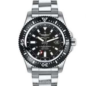 ساعة TF Breitling Super Ocean Series Y17393101B1A1 إصدار خاص بشريط فولاذي أسود لوحة ميكانيكية للرجال.
