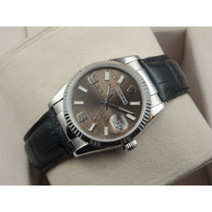 Rolex Rolex watch log type leather strap coffee surface men's watch Swiss original movement