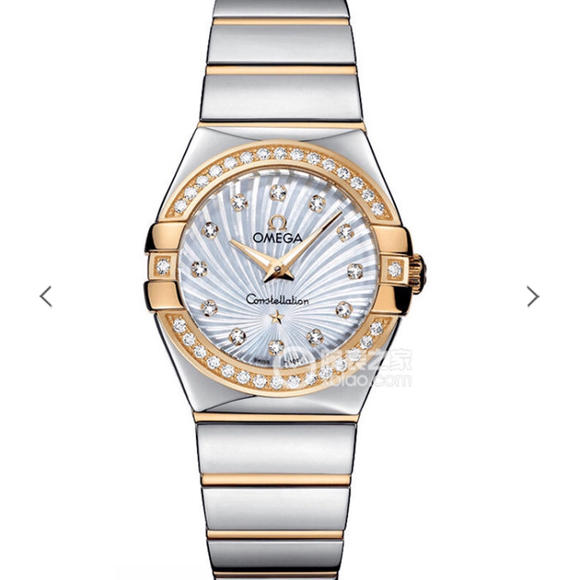 3s Omega Constellation Series 27MM Ladies Quartz Watch 18k Gold - إضغط الصورة للإغلاق