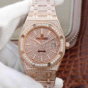 Audemars Piguet Royal Oak Series 15400.OR Starry Diamond Watch Mænds Mekanisk Watch Rose Gold Edition