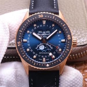TW Blancpain Fifty Hunts Series 5054 Rose Gold Black Disc Moon Fase Automatisk Mænds Watch