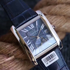 Andy Lau støtter Cartier Tank Series W5330001 Firkantet herreur 18K Rose Gold Automatic Mechanical Leather Men's Watch.