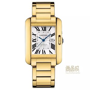 Cartier tank serie 18 k guld tohånds halvautomatisk mekanisk ur til mænd.