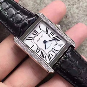 Cartier Tank Kvinders Udsøgte Diamond Automatisk Mekanisk Ladies Watch Rose Gold