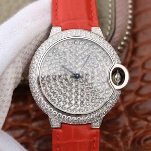 Cartier Blå Ballon "Dancing" Høj smykker Watch Quartz 36mm Mænd og kvinder Wearable Gypsophila Diamonds