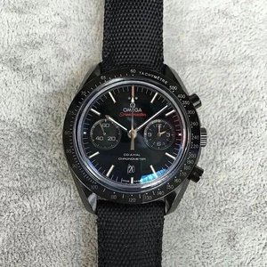 JH producerer Omega Speedmaster Moon Dark Side Keramisk Watch 44.2mm sort keramisk sag med belagt nylon stof rem