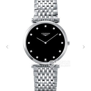 JF Longines Elegant Garland Series schweiziske Quartz Movement Mænds / Kvinders Ultra-tynde Watch med Black Diamond