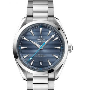 VS Omega 220.10.41.21.03.002 Seamaster 150M "Teak" vandret mønster plade med sort overflade og grøn nål, rustfrit stål rem, replika 8