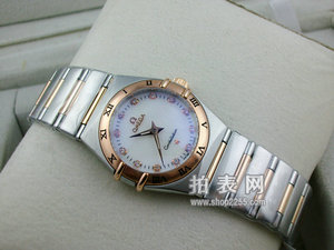 Omega Constellation Series 160 års jubilæum erindringsmønter 18K Rose Gold to-hånds diamant skala kvindelige ur (flerfarvet)