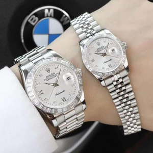 Rolex Datejust Series Par Par Watch Hvid Model Mand og Kvinde Mekanisk Par Pair Watch (Enhedspris)