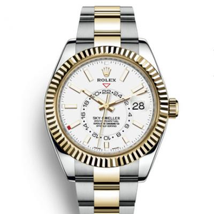 Re-indgraveret Rolex Oyster Perpetual SKY-DWELLER Series 326933 Mænds Mekanisk Watch White Face