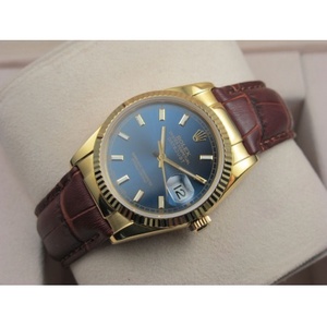 Swiss watch Rolex Rolex watch Datejust 18K gold leather blue noodle Ding scale men's watch Gold watch Swiss movement