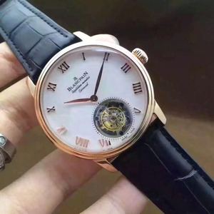 En til en præcision efterligning Blancpain Tourbillon Brasus serie manuel snoede mode simpelt bælte mænds ur