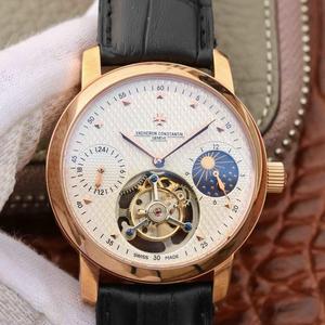 Vacheron Constantin Kinetic Energy Display Sun Moon Star True Tourbillon Kinetic Energy Display Rose Gold White Face Mænds Watch Manual