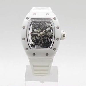 KV Taiwan Factory RM055 White Keramik Series Net Red Hot Style Mænds Mekanisk Watch Orange Strap