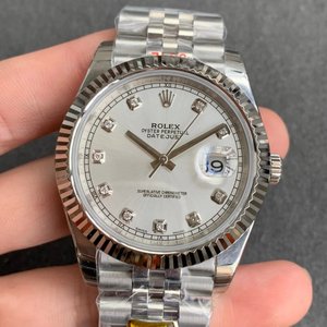 N fabrikken nye replika Rolex Datejust 904 stål version mænds mekaniske ur (hvid plade) med fem perler