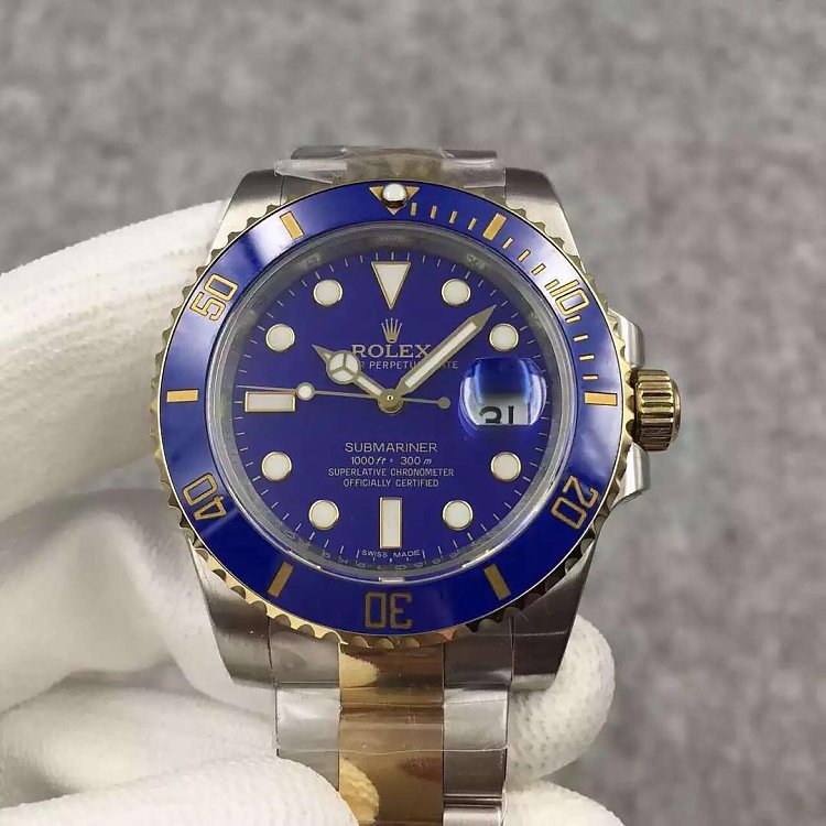 [N Fabriksbutik] Rolex SUBMARINER DATO mellem guld og blå vand spøgelse top replika se - Klik på billedet for at lukke