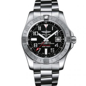 Eins-zu-eins Gravur Breitling Avengers Serie A3239011 Vier-Hand GMT World Time Stahlgürtel Herren mechanische Uhr.