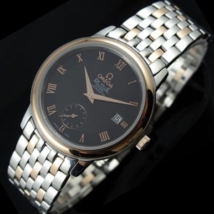 Omega OMEGA Coaxial De ville Serie 18K Gold Schwarz Gesicht Unabhängige kleine zweite automatische mechanische Herrenuhr Schweizer Uhr