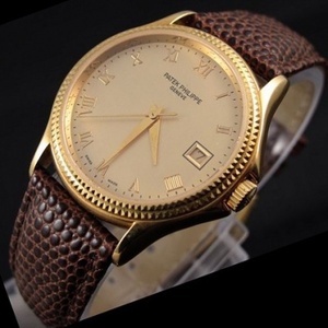 Schweizer Patek Philippe Uhr Luxus 18K Gold vollautomatische mechanische Rücken Herren Uhr Lederarmband Schweizer Uhr