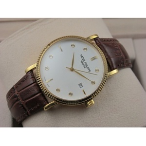 Schweizer Uhren Patek Philippe retro Herrenuhr 18K roségold Lederarmband mit dreihändigem weißem Gesicht Römischer Index Swiss E