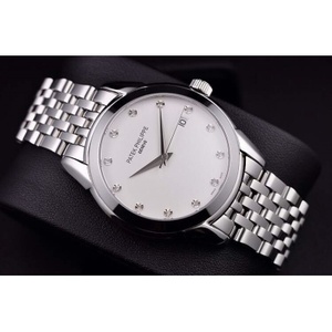 Raffinierte Imitation Schweizer Uhr Patek Philippe vollautomatische mechanische Uhr durch die untere Schweizer Original-Uhr Herrenuhr weißes Gesicht Diamantskala