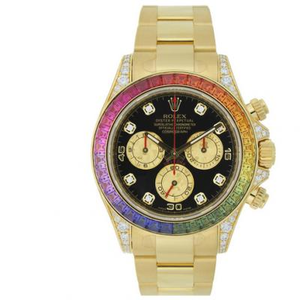 Rolex Daytona Rainbow 116598RBOW, mechanisches Uhrwerk 7750, Größe 1: 1, Gehäuse aus 18 Karat vergoldetem Edelstahl, farbig eingelegter Außenring