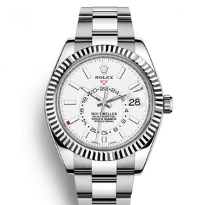 Neu gravierte Rolex Oyster Perpetual SKY-DWELLER Serie 326934 Herren mechanische Uhr weiße Nudeln Bar Skala