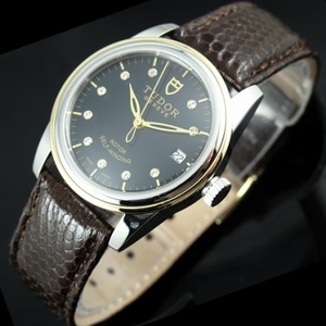 Schweizer Uhr Hohe Nachahmung Uhr Tudor Junjue Serie Herrenuhr 18K Gold schwarz Diamant Skala Schweizer Uhr automatische mechanische Herrenuhr Hong Kong Montage