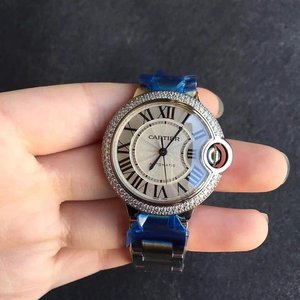 v6 Fabrik Cartier blauer Ballon Mechanische Uhr Diamantring für Damen.