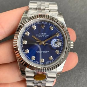 N Fabrik neue Replik Rolex Datejust 904 Stahl Version Herren mechanische Uhr (blaue Platte) mit fünf Perlen