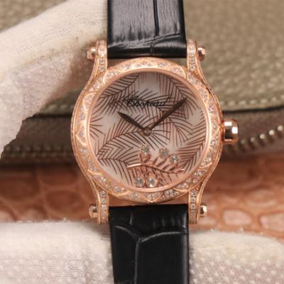 Chopard HAPPYSPORT Serie Damen Uhr Happy Diamant Serie Damen Uhr Lederarmband automatische mechanische Bewegung - zum Schließen ins Bild klicken