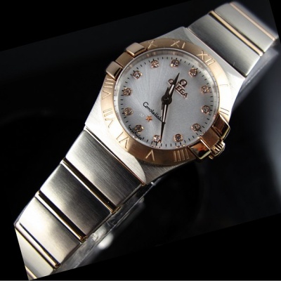 Schweizer Omega OMEGA Konstellation Quarz Doppel Adler 18K Rose Gold ultradünne Damen Uhr weiß Gesicht Diamant Skala Damenuhr - zum Schließen ins Bild klicken