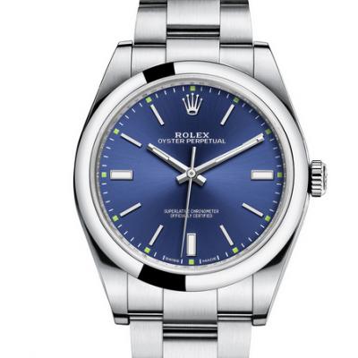 AR Rolex 114300-0003 Oyster Perpetual Series Mechanische Uhr mit blauem Gesicht - zum Schließen ins Bild klicken