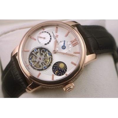 Schweizer Uhr fein Nachahmung top Patek Philippe echte Tourbillon Herrenuhr handaufzug halbautomatische mechanische Uhr Lederarmband - zum Schließen ins Bild klicken