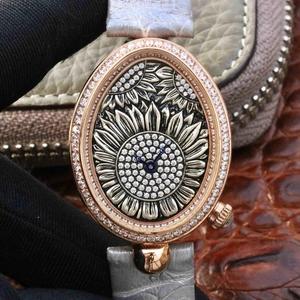 Breguet Napolitano reloj de señora, reloj mecánico de alta calidad para damas con diamantes