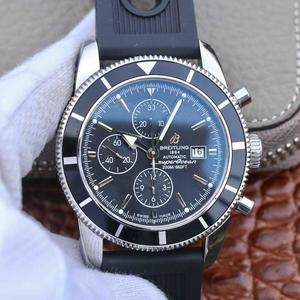 OM Breitling Super Ocean Series Chronograph Hombres Reloj Mecánico Banda de Goma Superficie Gris