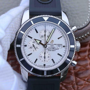 OM Breitling Super Ocean Series Chronograph Hombres Reloj Mecánico Banda de goma cara blanca