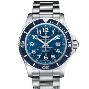 TF Breitling Super Ocean Series A17392D81C1A1 Reloj mecánico para hombre con banda de acero y placa azul Edición especial.