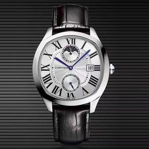 Nuevo Cartier Sun Moon Star Square Mecánico Reloj de los hombres blanco multi-estilo
