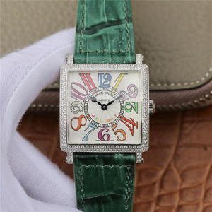 Z6 Franck Muller Master Square Series Damas reloj cinturón verde reloj suizo original Ronda Quartz Movement