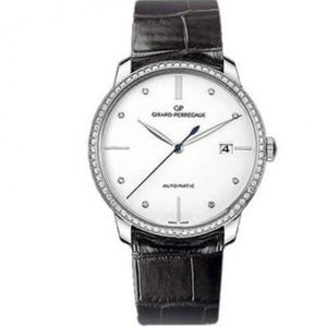 FK Girard Perregaux 1966 Serie 49525D-53A-1A1-BK6A-u200bMen reloj de cinturón mecánico diamante de placa blanca