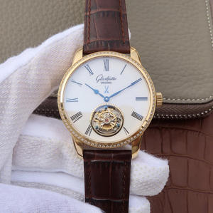 Glash-tte Original Senator Series 94-11-01-01-04 Verdadero Tourbillon Reloj 18k Oro Diamante Blanco Placa