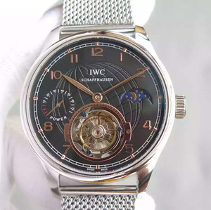 IWC Portugués Power Sun Moon Star Series Real Volante Mecánico Reloj de hombre