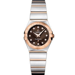 Omega Constellation Serie de cuarzo señoras reloj importado de cuarzo suizo movimiento café cara rosa oro