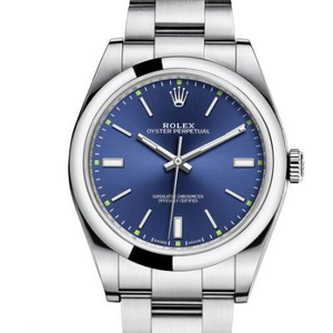 AR Rolex 114300-0003 Oyster Perpetual Series reloj mecánico de cara azul