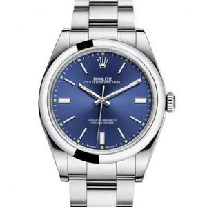 El último y más caliente modelo de 2017 Rolex Oyster Perpetual 114300 Blue Plate Mechanical Men's Watch Top One-to-One Genuine Open Model