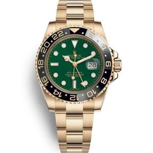 EW Rolex Greenwich Tipo II Serie 116718-LN-78208 Reloj de disco verde Full Gold GMT