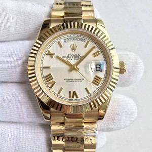 Rolex (Rolex) Día-Fecha Nuevo reloj mecánico de numeración romano de cara blanca