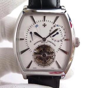 VC Vacheron Constantin B Malta Series Kinetic energy display single calendar Tourbillon de bobinado manual con cinturón de cocodrilo americano de doble cara (producido por TF)